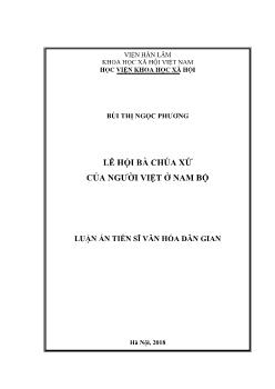 Luận án Lễ hội bà Chúa Xứ của người Việt tại Nam Bộ