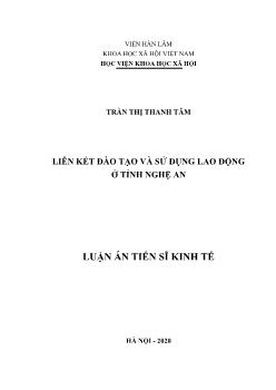 Luận án Liên kết đào tạo và sử dụng lao động tại tỉnh Nghệ An