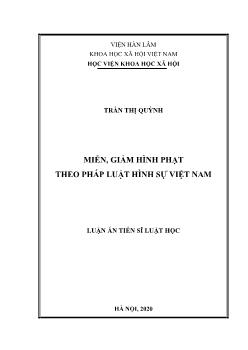 Luận án Miễn, giảm hình phạt theo pháp luật hình sự Việt Nam