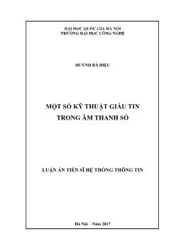 Luận án Một số kỹ thuật giấu tin trong âm thanh số