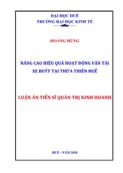 Luận án Nâng cao hiệu quả hoạt động vận tải xe buýt ở Thừa Thiên Huế