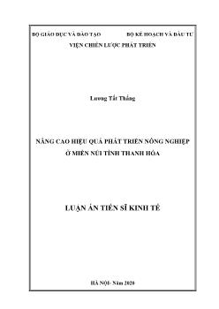 Luận án Nâng cao hiệu quả phát triển nông nghiệp tại miền núi tỉnh Thanh Hóa