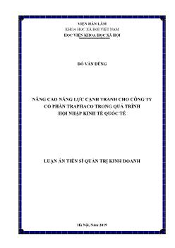 Luận án Nâng cao năng lực cạnh tranh cho công ty cổ phần traphaco trong quá trình hội nhập kinh tế quốc tế