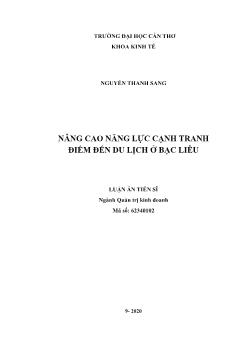 Luận án Nâng cao năng lực cạnh tranh điểm đến du lịch tại Bạc Liêu