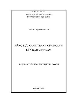 Luận án Năng lực cạnh tranh của ngành lúa gạo Việt Nam