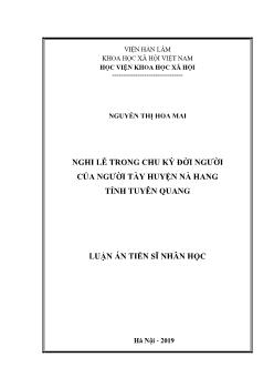 Luận án Nghi lễ trong chu kỳ đời người của người Tày huyện Nà Hang tỉnh Tuyên Quang