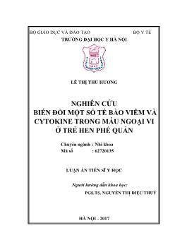 Luận án Nghiên cứu biến đổi một số tế bào viêm và cytokine trong máu ngoại vi ở trẻ hen phế quản