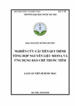 Luận án Nghiên cứu cải tiến qui trình tổng hợp nguyên liệu mesna và ứng dụng bào chế thuốc tiêm