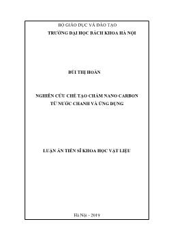 Luận án Nghiên cứu chế tạo chấm nano carbon từ nước chanh và ứng dụng