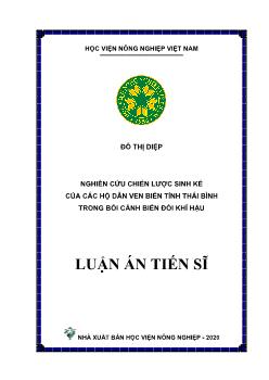 Luận án Nghiên cứu chiến lược sinh kế của các hộ dân ven biển tỉnh Thái Bình trong bối cảnh biến đổi khí hậu