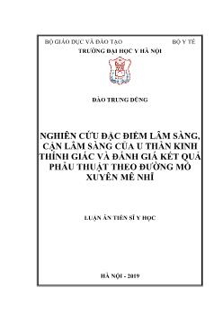 Luận án Nghiên cứu đặc điểm lâm sàng, cận lâm sàng của u thần kinh thính giác và đánh giá kết quả phẫu thuật theo đường mổ xuyên mê nhĩ