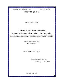 Luận án Nghiên cứu đặc điểm lâm sàng, cận lâm sàng và đánh giá kết quả xạ phẫu dao gamma sau phẫu thuật adenoma tuyến yên