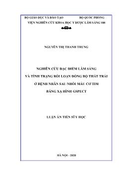 Luận án Nghiên cứu đặc điểm lâm sàng và tình trạng rối loạn đồng bộ thất trái ở bệnh nhân sau nhồi máu cơ tim bằng xạ hình gspect