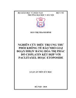 Luận án Nghiên cứu điều trị ung thư phổi không tế bào nhỏ giai đoạn IIIb, IV bằng hóa trị phác đồ cisplatin kết hợp với paclitaxel hoặc etoposide