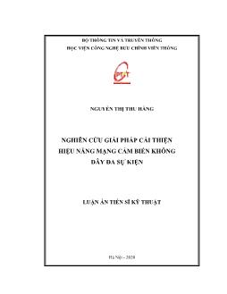 Luận án Nghiên cứu giải pháp cải thiện hiệu năng mạng cảm biến không dây đa sự kiện