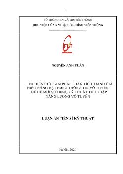 Luận án Nghiên cứu giải pháp phân tích, đánh giá hiệu năng hệ thống thông tin vô tuyến thế hệ mới sử dụng kỹ thuật thu thập năng lượng vô tuyến