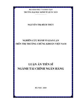 Luận án Nghiên cứu hành vi gian lận trên thị trường chứng khoán Việt Nam