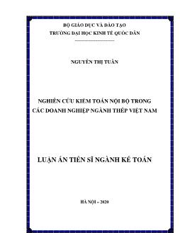 Luận án Nghiên cứu kiểm toán nội bộ trong các doanh nghiệp ngành thép Việt Nam