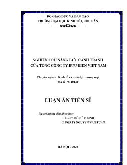 Luận án Nghiên cứu năng lực cạnh tranh của tổng công ty bưu điện Việt Nam