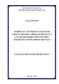 Luận án Nghiên cứu tác động của quản trị công ty đến điều chỉnh lợi nhuận của các doanh nghiệp niêm yết trên thị trường chứng khoán Việt Nam