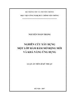 Luận án Nghiên cứu xây dựng một lớp hàm băm mở rộng mới và khả năng ứng dụng