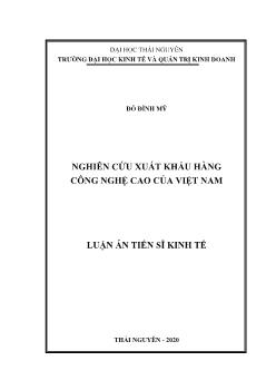 Luận án Nghiên cứu xuất khẩu hàng công nghệ cao của Việt Nam