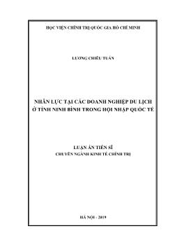 Luận án Nhân lực tại các doanh nghiệp du lịch tại tỉnh Ninh Bình trong hội nhập quốc tế