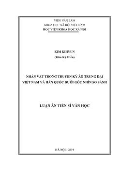 Luận án Nhân vật trong truyện kỳ ảo trung đại Việt Nam và Hàn Quốc dưới góc nhìn so sánh