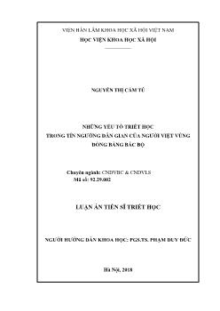 Luận án Những yếu tố triết học trong tín ngưỡng dân gian của người Việt vùng đồng bằng Bắc Bộ