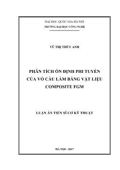 Luận án Phân tích ổn định phi tuyến của vỏ cầu làm bằng vật liệu composite fgm