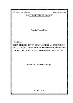 Luận án Phân tích phi tuyến động lực học và ổn định của kết cấu công trình biển hệ thanh trên nền san hô chịu tác dụng của tải trọng sóng biển và gió