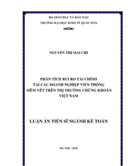 Luận án Phân tích rủi ro tài chính tại các doanh nghiệp viễn thông niêm yết trên thị trường chứng khoán Việt Nam