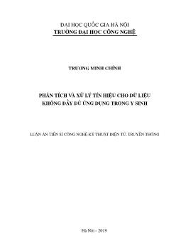 Luận án Phân tích và xử lý tín hiệu cho dữ liệu không đầy đủ ứng dụng trong y sinh