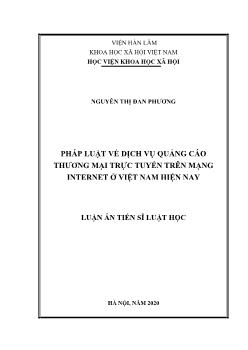 Luận án Pháp luật về dịch vụ quảng cáo thương mại trực tuyến trên mạng internet tại Việt Nam hiện nay