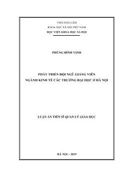 Luận án Phát triển đội ngũ giảng viên ngành kinh tế các trường đại học ở Hà Nội