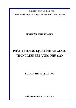 Luận án Phát triển du lịch tỉnh An Giang trong liên kết vùng phụ cận