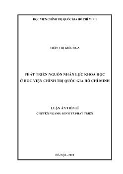 Luận án Phát triển nguồn nhân lực khoa học ở học viện chính trị quốc gia Hồ Chí Minh