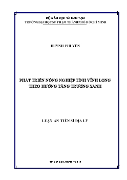 Luận án Phát triển nông nghiệp tỉnh Vĩnh Long theo hướng tăng trưởng xanh