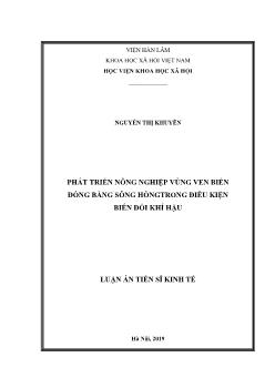 Luận án Phát triển nông nghiệp vùng ven biển đồng bằng sông Hồng trong điều kiện biến đổi khí hậu