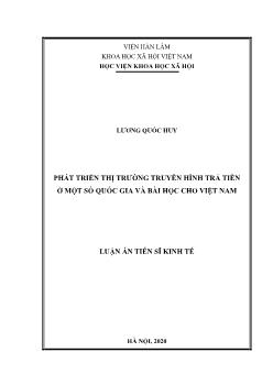 Luận án Phát triển thị trường truyền hình trả tiền tại một số quốc gia và bài học cho Việt Nam