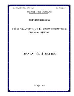 Luận án Phòng ngừa tội tham ô tài sản ở Việt Nam trong giai đoạn hiện nay