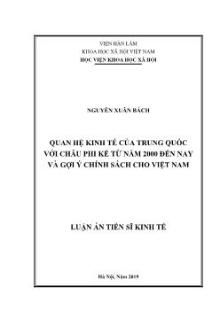 Luận án Quan hệ kinh tế của Trung Quốc với châu phi kể từ năm 2000 đến nay và gợi ý chính sách cho Việt Nam