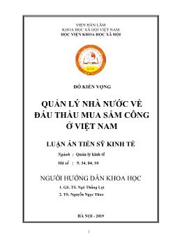 Luận án Quản lý nhà nước về đấu thầu mua sắm công ở Việt Nam