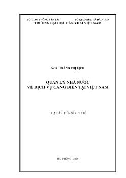 Luận án Quản lý nhà nước về dịch vụ cảng biển ở Việt Nam