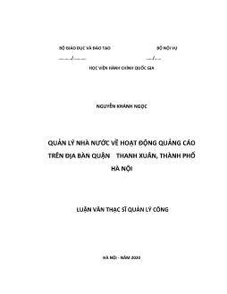 Luận án Quản lý nhà nước về hoạt động quảng cáo trên địa bàn quận Thanh Xuân, thành phố Hà Nội