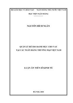 Luận án Quản lý rủi ro danh mục cho vay tại các ngân hàng thương mại Việt Nam