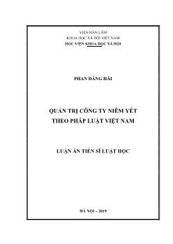 Luận án Quản trị công ty niêm yết theo pháp luật Việt Nam