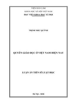 Luận án Quyền giáo dục tại Việt Nam hiện nay