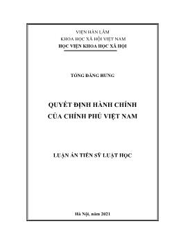 Luận án Quyết định hành chính của chính phủ Việt Nam