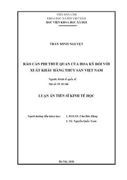 Luận án Rào cản phi thuế quan của Hoa Kỳ đối với xuất khẩu hàng thủy sản Việt Nam